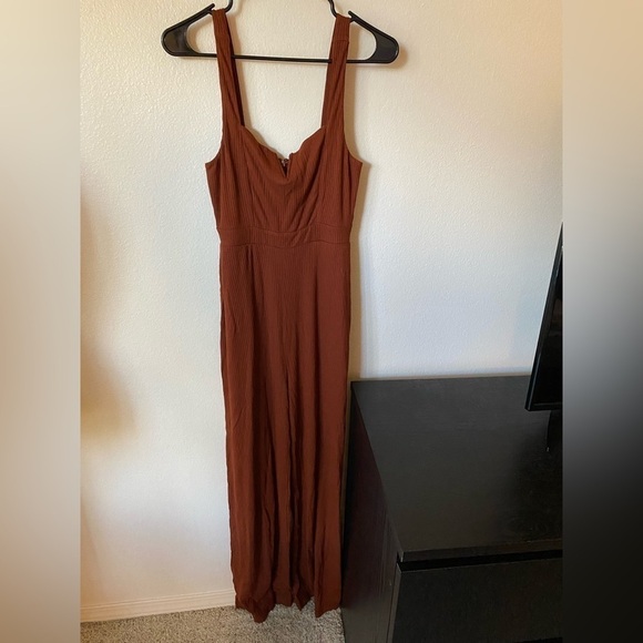 L*Space Women’s Selena Ribbed Jumpsuit Size S Rust Wide Leg Wide Leg One Piece - Picture 3 of 10